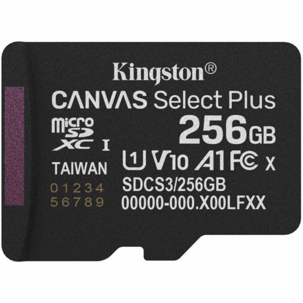 Tarjeta de Memoria Kingston CANVAS Select Plus 256GB microSD XC/ Clase 10/ 150MBs 740617348538 SDCS3/256GBSP KIN-MICROSD SDCS3 256GBSP