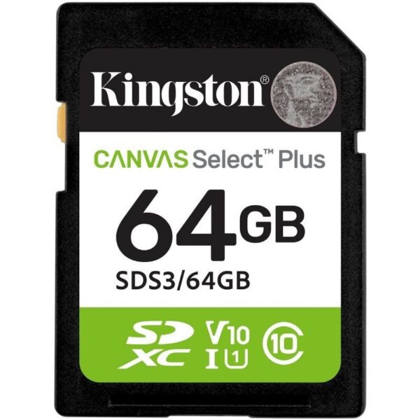 Tarjeta de Memoria Kingston CANVAS Select Plus 64GB SD XC/ Clase 10/ 100MBs 740617348255 SDS3/64GB KIN-SD SDS3 64GB