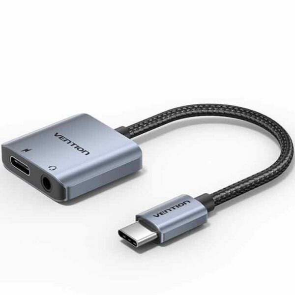 Adaptador Audio Vention BIGHA/ USB Tipo-C Macho - Jack 3.5 Hembra/ USB Tipo-C PD Hembra/ Gris 6922794792210 BIGHA VEN-ADP BIGHA