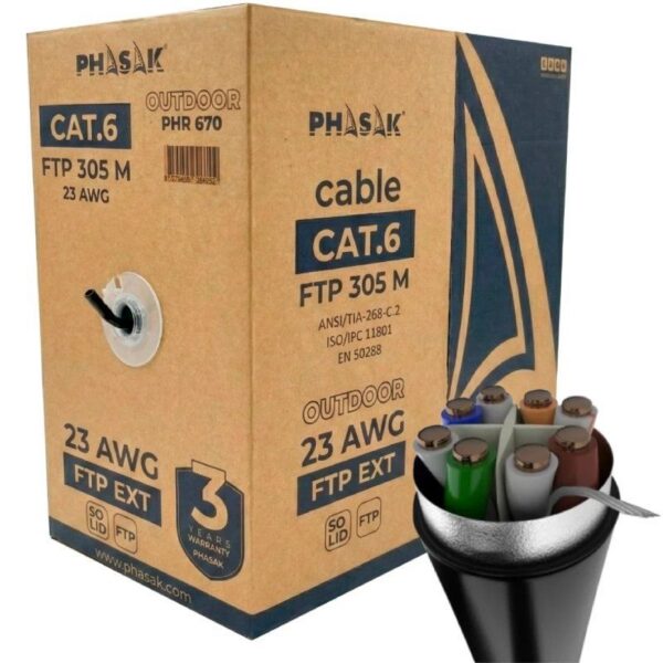 Bobina de Cable RJ45 FTP Phasak PHR 670 Cat.6/ 305m/ Gris Oscuro 745604518512 PHR 670 PHK-CAB PHR 670
