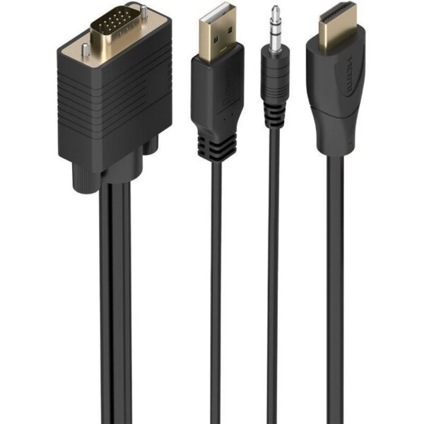 Cable Conversor Aisens A115-1007 SVGA Macho - USB Macho - Jack Macho/ HDMI Macho/ 1m/ Negro 8435739904749 A115-1007 AIS-CAB A115-1007
