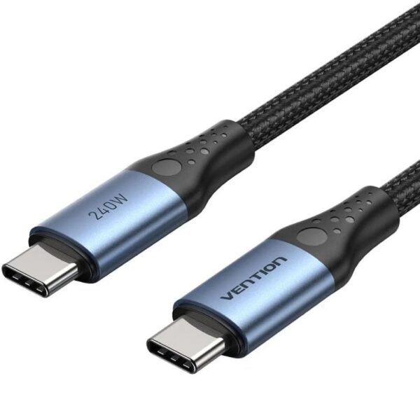 Cable USB 2.0 Tipo-C 5A Vention TREBF/ USB Tipo-C Macho - USB Tipo-C Macho/ Hasta 240W/ 480Mbps/ 1m/ Azul y Negro 6922794785434 TREBF VEN-CAB TREBF