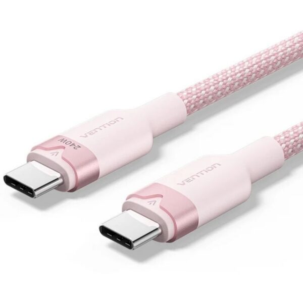 Cable USB 2.0 Tipo-C 5A Vention TRIPF/ USB Tipo-C Macho - USB Tipo-C Macho/ Hasta 240W/ 480Mbps/ 1m/ Rosa 6922794789494 TRIPF VEN-CAB TRIPF