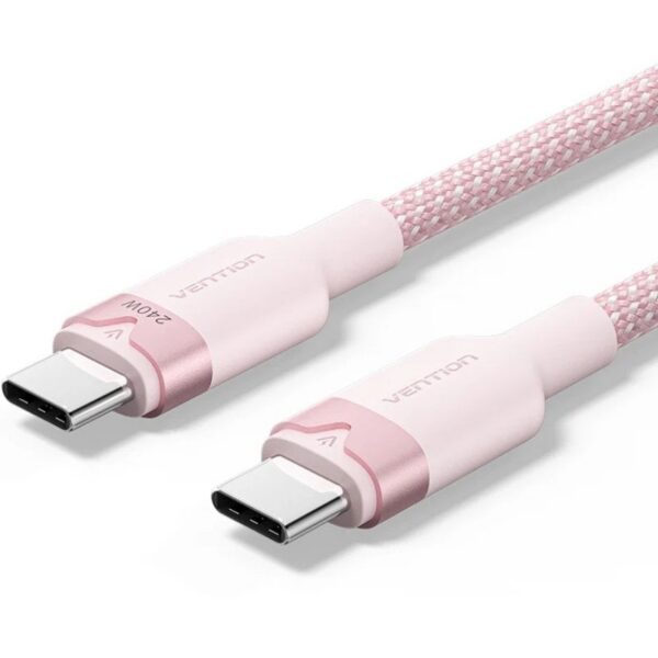 Cable USB 2.0 Tipo-C 5A Vention TRIPH/ USB Tipo-C Macho - USB Tipo-C Macho/ Hasta 240W/ 480Mbps/ 2m/ Rosa 6922794789500 TRIPH VEN-CAB TRIPH