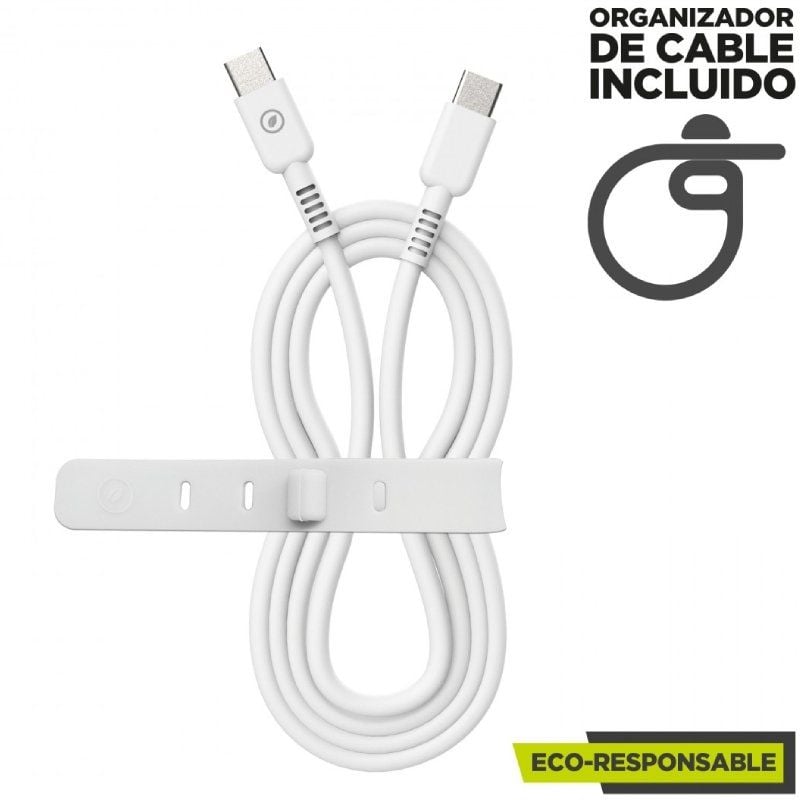 Cable USB 2.0 Tipo-C Muvit For Change MCUSC0008/ USB Tipo-C Macho - USB Tipo-C/ Hasta 60W/ 480Mbps/ 1.2m/ Blanco - Imagen 3