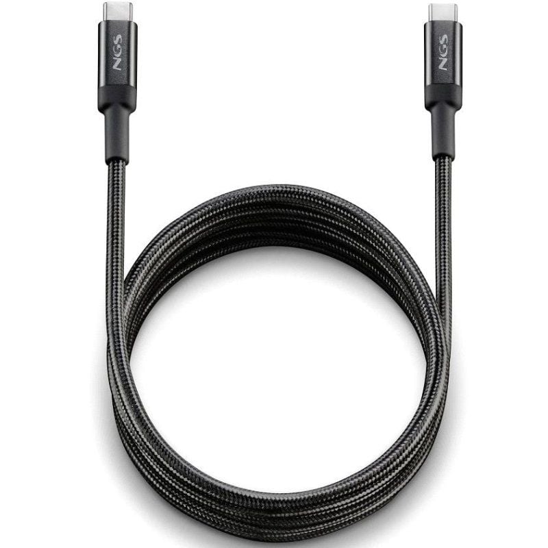 Cable USB 2.0 Tipo-C NGS KNOT/ USB Tipo-C Macho - USB Tipo-C Macho/ Hasta 100W/ 480Mbps/ 3m/ Negro 8435430625875 KNOT100W-3 NGS-CAB KNOT 100W-3