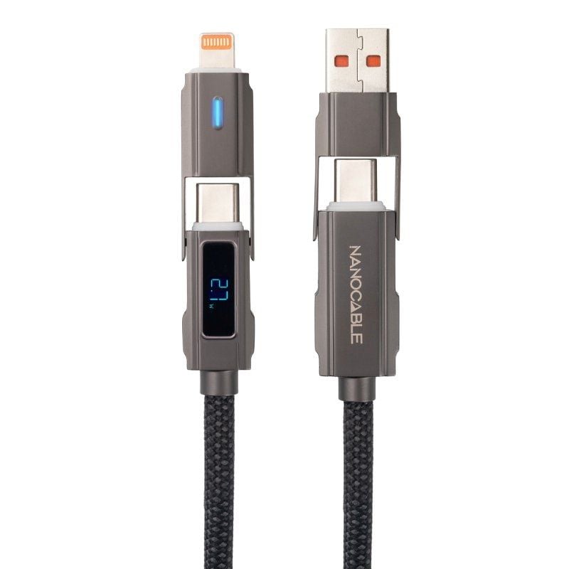 Cable USB 2.0 Tipo-C Nanocable 10.01.2501/ USB Tipo-C Macho + USB Macho - USB Tipo-C Macho + Lightning Macho/ Hasta 27W/ 480Mbps/ 1m/ Negro - Imagen 2
