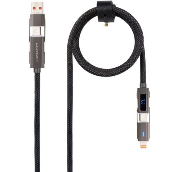 Cable USB 2.0 Tipo-C Nanocable 10.01.2501/ USB Tipo-C Macho + USB Macho - USB Tipo-C Macho + Lightning Macho/ Hasta 27W/ 480Mbps/ 1m/ Negro 8433281017269 10.01.2501 NAN-CAB 10 01 2501