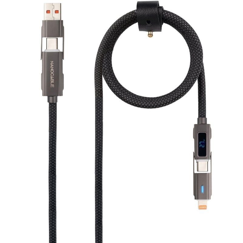 Cable USB 2.0 Tipo-C Nanocable 10.01.2501/ USB Tipo-C Macho + USB Macho - USB Tipo-C Macho + Lightning Macho/ Hasta 27W/ 480Mbps/ 1m/ Negro 8433281017269 10.01.2501 NAN-CAB 10 01 2501