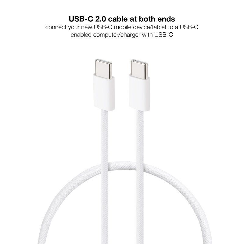 Cable USB 2.0 Tipo-C Nanocable 10.01.6001-CO/ USB Tipo-C Macho - USB Tipo-C Macho/ Hasta 60W/ 480Mbps/ 1m/ Blanco - Imagen 3