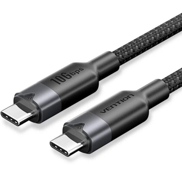 Cable USB 3.2 Tipo-C 5A Vention TRGBH/ USB Tipo-C Macho - USB Tipo-C Macho/ Hasta 100W/ 10Gbps/ 2m/ Negro 6922794789289 TRGBH VEN-CAB TRGBH