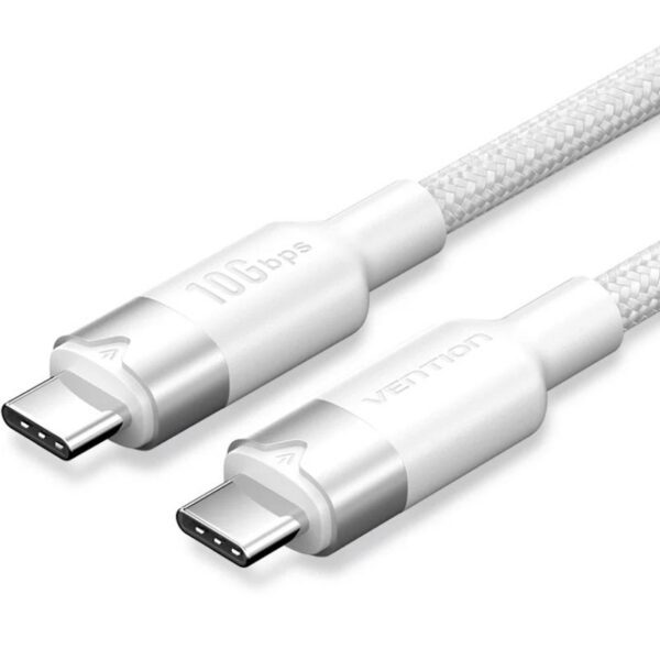 Cable USB 3.2 Tipo-C 5A Vention TRGWF/ USB Tipo-C Macho - USB Tipo-C Macho/ Hasta 100W/ 10Gbps/ 1m/ Blanco 6922794789302 TRGWF VEN-CAB TRGWF