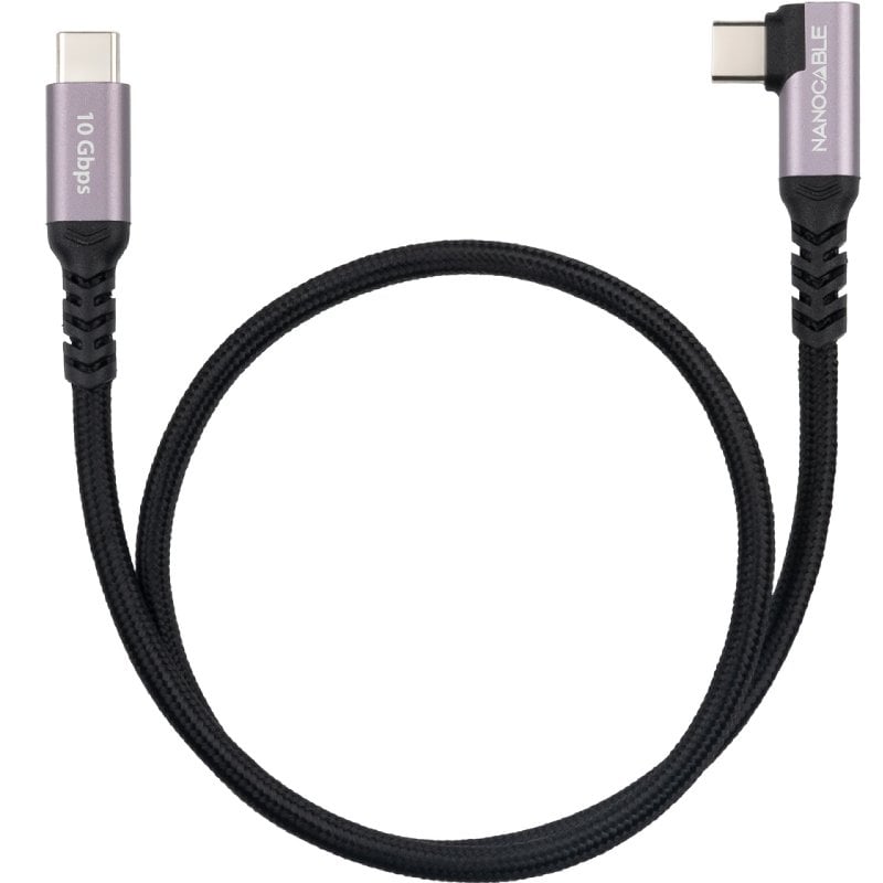 Cable USB 3.2 Tipo-C Acodado Nanocable 10.01.4701/ USB Tipo-C Macho - USB Tipo-C Macho/ Hasta 100W/ 10Gbps/ 1m/ Negro - Imagen 2