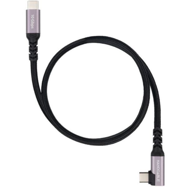 Cable USB 3.2 Tipo-C Acodado Nanocable 10.01.4703/ USB Tipo-C Macho - USB Tipo-C Macho/ Hasta 100W/ 10Gbps/ 3m/ Negro 8433281017320 10.01.4703 NAN-CAB 10 01 4703