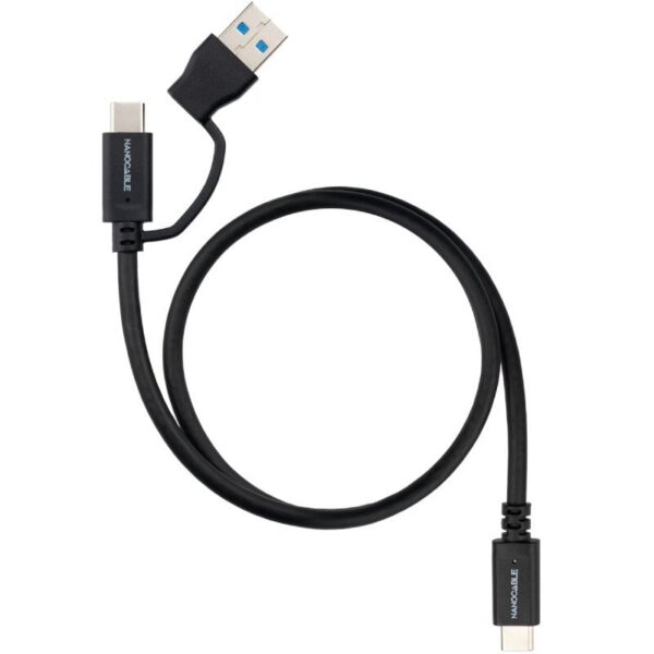 Cable USB 3.2 Tipo-C Nanocable 10.01.4801/ USB Tipo-C Macho/ USB Macho - USB Tipo-C Macho/ Hasta 60W/ 10Gbps/ 1m/ Negro 8433281017344 10.01.4801 NAN-CAB 10 01 4801