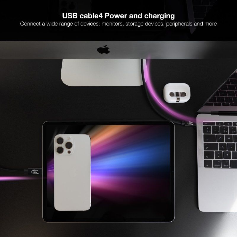 Cable USB 4.0 Nanocable 10.01.5001/ USB Tipo-C Macho - USB Tipo-C Macho/ Hasta 240W/ 40Gbps/ 1m/ Negro - Imagen 4