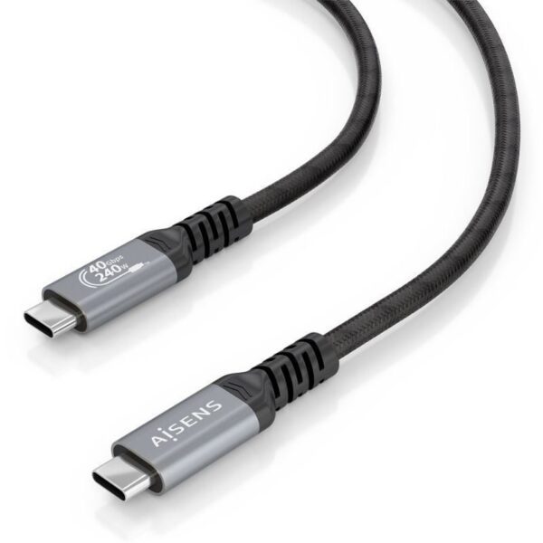 Cable USB 4.0 Tipo-C Aisens A156-0993/ USB Tipo-C Macho - USB Tipo-C Macho/ Hasta 240W/ 40Gbps/ 50cm/ Negro 8435739904558 A156-0993 AIS-CAB A156-0993
