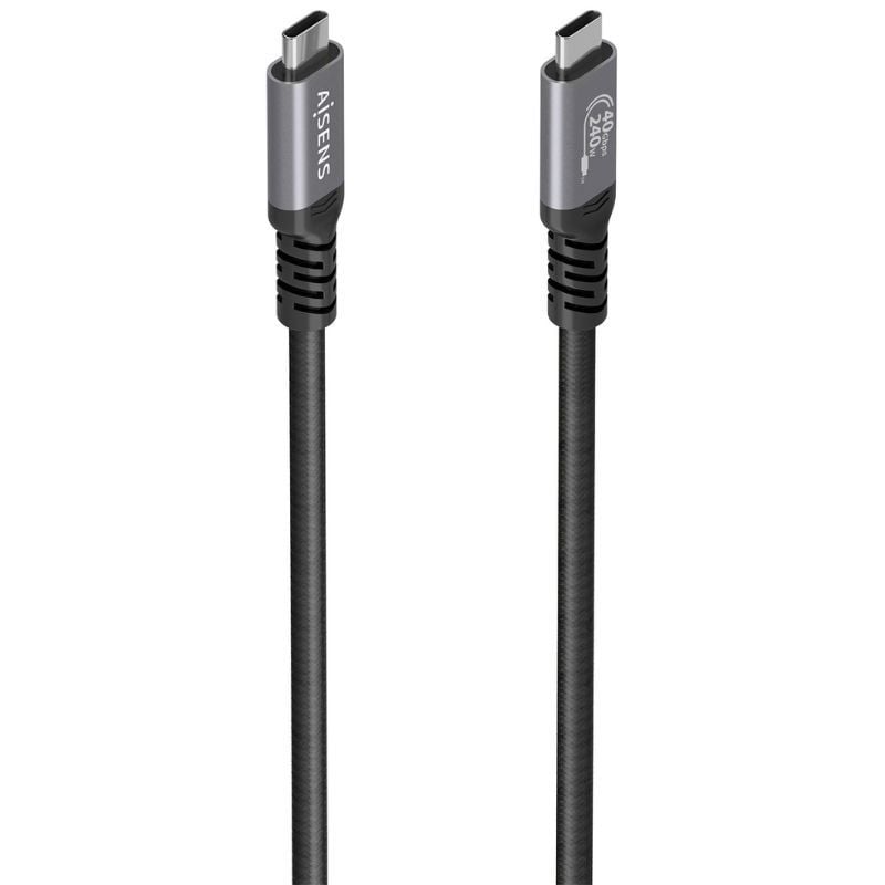 Cable USB 4.0 Tipo-C Aisens A156-0994/ USB Tipo-C Macho - USB Tipo-C Macho/ Hasta 240W/ 40Gbps/ 1m/ Negro - Imagen 2