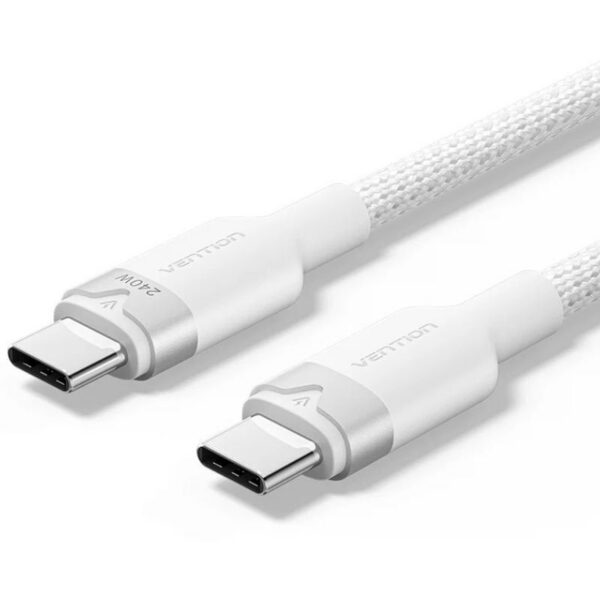 Cable USB Tipo-C 2.0 5A Vention TRIWF/ USB Tipo-C Macho - USB Tipo-C Macho/ Hasta 240W/ 480Mbps/ 1m/ Blanco 6922794789555 TRIWF VEN-CAB TRIWF