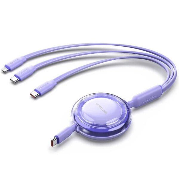 Cable USB Tipo-C 2.0 5A Vention TRKVBE/ USB Tipo-C Macho - 3x USB Tipo-C Macho/ Hasta 100W/ 480Mbps/ 1.1m/ Morado 6922794791183 TRKVBE VEN-CAB TRKVBE