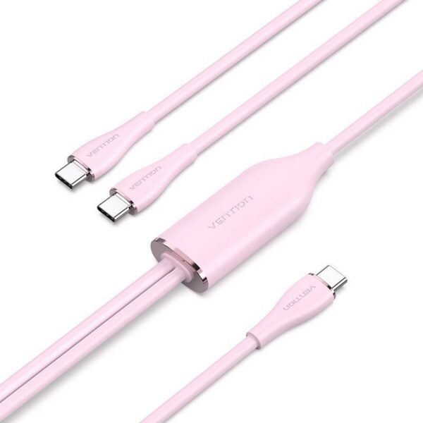 Cable USB Tipo-C Vention CTMPG/ USB Tipo-C Macho - 2 x USB Tipo-C Macho/ Hasta 100W/ 480Mbps/ 1.5m/ Rosa 6922794774247 CTMPG VEN-CAB CTMPG