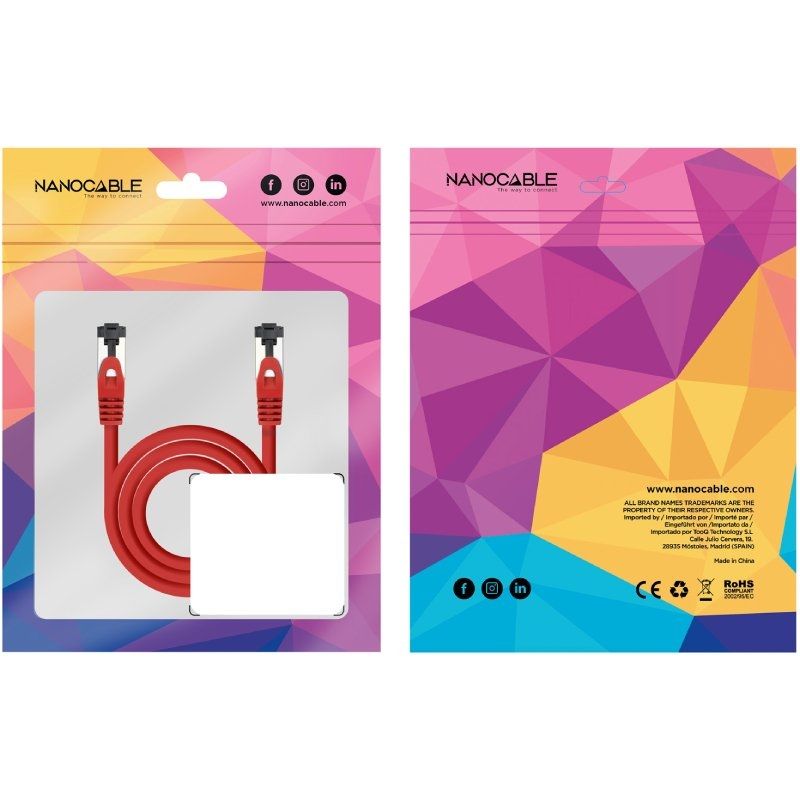 Cable de Red RJ45 SSTP Nanocable 10.20.2001-R Cat.8.1/ 1m/ Rojo - Imagen 2