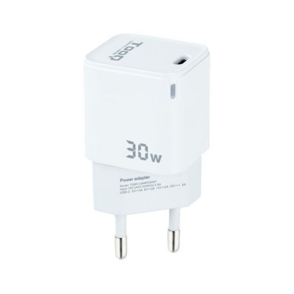 Cargador de Pared GaN TooQ TQWC-GANPD30WT/ 1xUSB Tipo-C/ 30W 8433281012554 TQWC-GANPD30WT TOO-CARGA TQWC-GANPD30WT