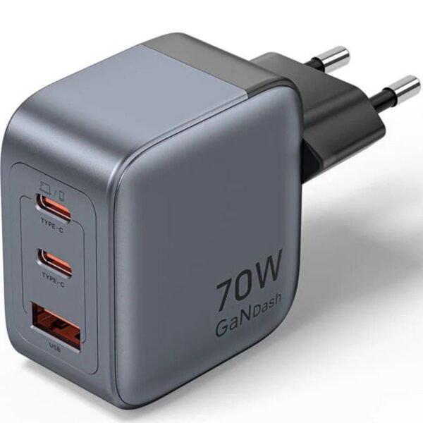 Cargador de Pared GaN Vention FEXH0-EU/ 2xUSB Tipo-C/ 1xUSB/ 70W 6922794789081 FEXH0-EU VEN-CARGA FEXH0-EU