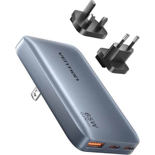 Cargador de Pared Universal GaN para Viaje Vention FCBH0/ 2xUSB Tipo-C/ 1x USB/ 65W 6922794792142 FCBH0 VEN-CARGA FCBH0