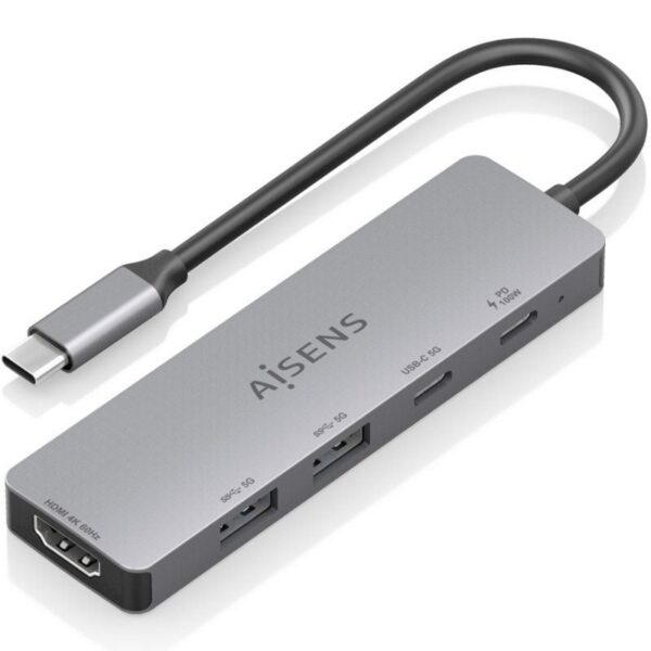 Docking USB Tipo-C Aisens ASUC-5P028-GR/ 1xHDMI 4K/ 2xUSB/ 2xUSB Tipo-C/ 1xUSB Tipo-C PD/ Gris 8435739903568 ASUC-5P028-GR AIS-HUB ASUC-5P028-GR