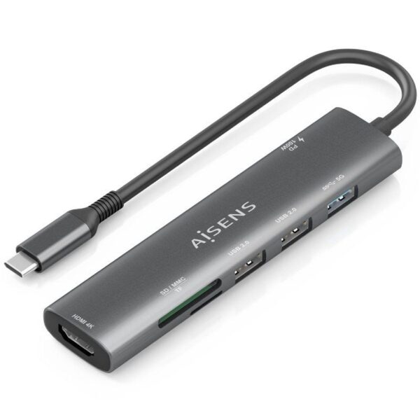 Docking USB Tipo-C Aisens ASUC-7P027-GR/ 1xHDMI 4K/ 3xUSB/ 1xUSB Tipo-C PD/ 1xLector Tarjetas/ Gris 8435739903162 ASUC-7P027-GR AIS-HUB ASUC-7P027-GR