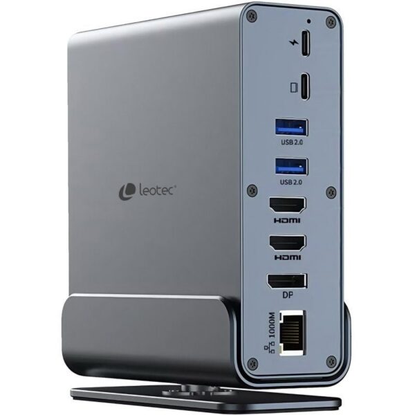 Docking USB Tipo-C Leotec LEDS06/ 5xUSB/ 2xUSB Tipo-C/ 1xUSB Tipo-C PD/ 1xDisplayPort/ 2xHDMI 4K/ 1xRJ45/ 1xJack 3.5/ 1xLector de Tarjetas/ Gris 8436588883599 LEDS06 LEO-DOCK LEDS06