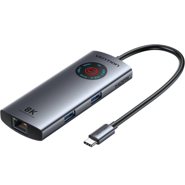 Docking USB Tipo-C Vention TQZHB/ RJ45/ 2xUSB/ 1xUSB Tipo-C/ 1xHDMI/ 1xUSB Tipo-C PD/ Gris 6922794793422 TQZHB VEN-HUB TQZHB