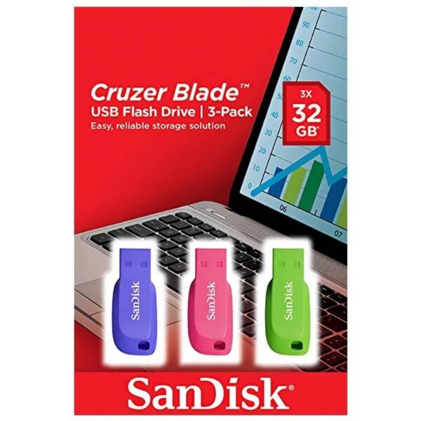 Pendrives 32GB SanDisk Cruzer Blade/ USB 2.0/ Pack 3 619659169428 SDCZ50C-032G-B46T SND-USB CB 32GB X3