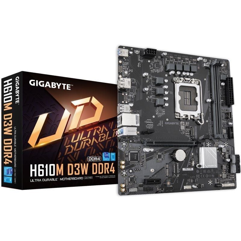 Placa Base Gigabyte H610M D3W DRR4 Socket 1700/ DDR4/ PCIe 4.0/ Micro ATX 4719331865245 9MH61M3W4-00-G10 GIG-PB H610M D3W DRR4
