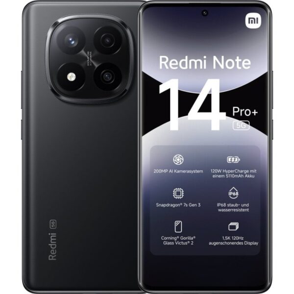 Smartphone Xiaomi Redmi Note 14 Pro+ 12GB/ 256GB/ 6.67"/ 5G/ Negro 6941812767429  XIA-SP NOTE14PP 5G 12-256 BK