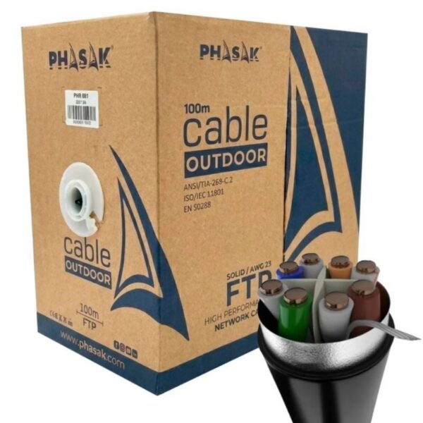 Bobina de Cable RJ45 FTP Phasak PHR 681 Cat.6A/ 100m/ Gris 745604518475 PHR 681 PHK-CAB PHR 681