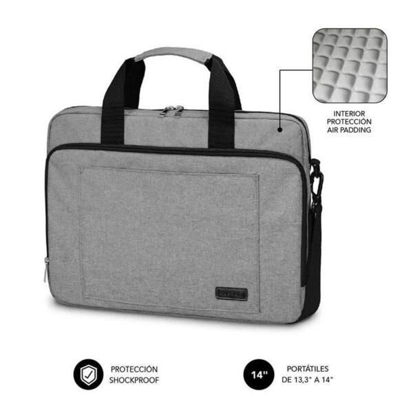 Maletín Subblim Air Padding Laptop Bag para Portátiles hasta 14"/ Cinta para Trolley/ Gris 8436586741617 SUB-LB-4APLB01 SUB-MAL LB-4APLB01